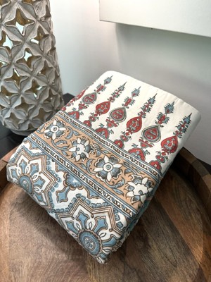 Pottery Barn Selena Kalamkari Duvet Cover Full/Queen India 100% Cotton RARE NEW-image