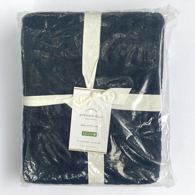 NEW Pottery Barn Midnight Blue Pickstitch Cotton/Linen Sham Euro-image