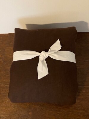 Pottery Barn K/CK Belgian Flax Linen Duvet Cover, Chocolate-image