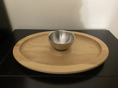 HOFFRITZ CHIP AND DIP LARGE WOODEN SERVING PLATE TRAY PLATTER NEW-image