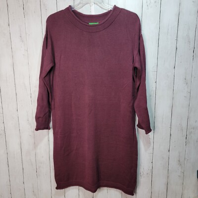 NWT DIP Women's Maroon Long Sleeve Knit Sweater Dress Size XL Cotton Blend -image