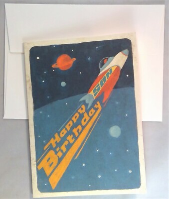 Madison Park Greetings Card Happy Birthday Son rocket ship art by Traci Daberko-image