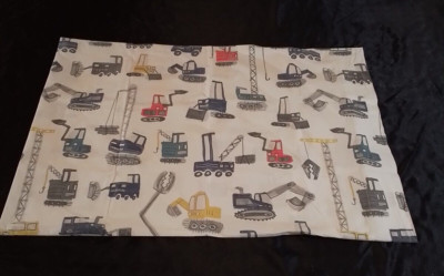 Pottery Barn Kids Jax Construction Standard Pillowcase Blue Orange Gray Digger-image