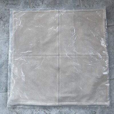 Pottery Barn Pieced Suede Leather Linen Pillow Cover, Stone 20