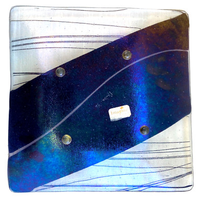 Studio Art Hand Created Glass Tray/Dish Signed Pauba 1996 Imagine Artwear 9