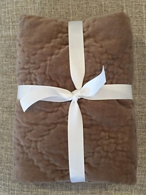 NEW Pottery Barn Washed Velvet Quilted Silk Diamond Euro Sham, Brownstone-image