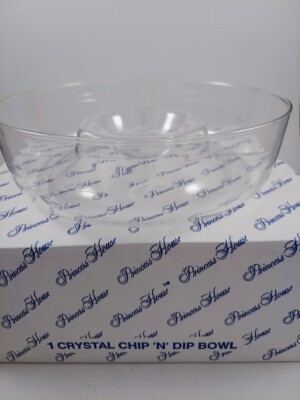 Vintage Princess House Heritage Crystal Large Chip & Dip Bowl  #401, New in Box-image