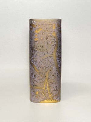 Rosenthal Studio Line Flower vase Purple Gold Crinkle Square Tube Gorgeous B3-image