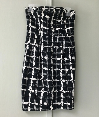 Express Design Studio Strapless Dress Size 2 Zip Back Black White Spot New-image