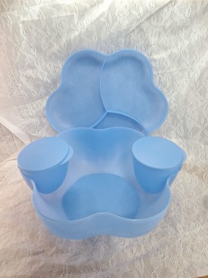 Tupperware Chip N Dip Bowl Set Cup Open House Style Blue Clean Party Seperate -image