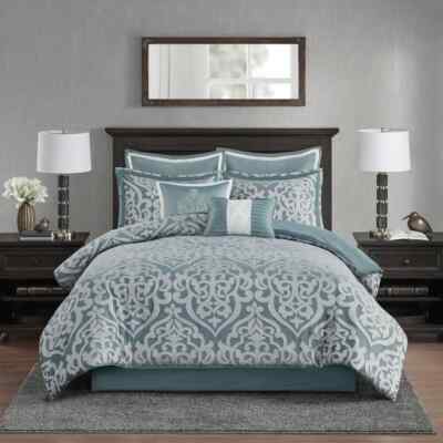 Eliot Queen 8pc Jacquard Comforter Set Tan-image