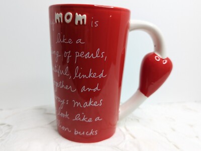 Sandra Magsamen Studio Coffee Mug Tea Cup My Mom Is Heart Handle Red White Gift-image