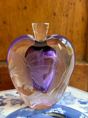 Zellique Studios Joseph Morel 1988 Signed Purple Heart Shaped Perfume Bottle-image