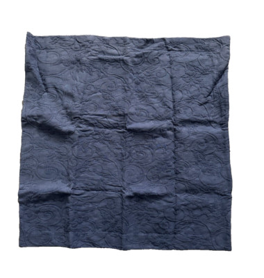 Pottery Barn CHLOE Matelasse Floral EURO Pillow SHAM Dark Blue NEW-image