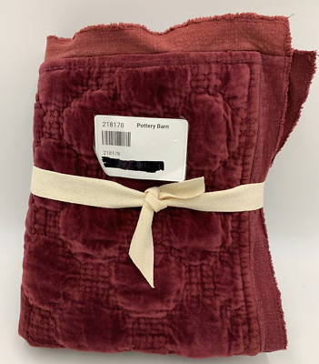 Pottery Barn Velvet Lattice Handcrafted Sham Merlot Red Standard #9871U-image