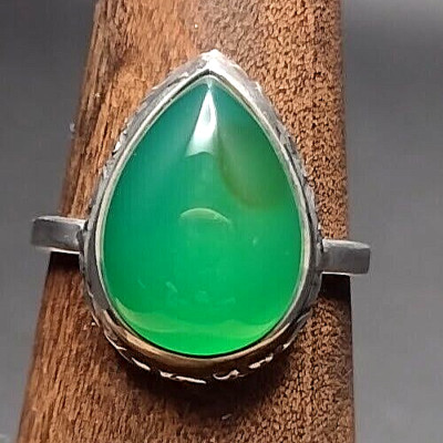 10x15mm Teardrop Various Gemstone Sterling Silver Ring Made in US-image