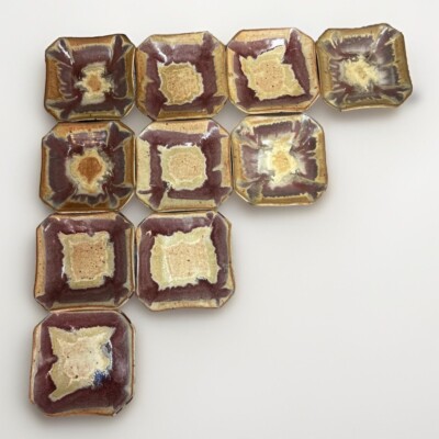 Sturbridge Pottery Studio Shallow Berry Dessert Bowl LOT OF 10 Red & Earth Tones-image