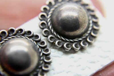 Old Fred Harvey  Native Navajo Dome Earrings Screw On-image