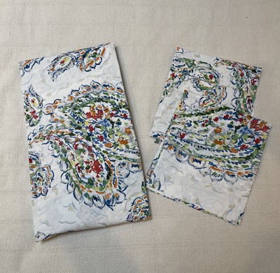 Pottery Barn Watercolor paisley Duvet COVER Full QUEEN W shams-image