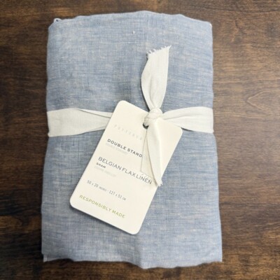 POTTERY BARN BELGIAN FLAX LINEN OVERSIZED LUMBAR PILLOW SHAM ~ CHAMBRAY-image