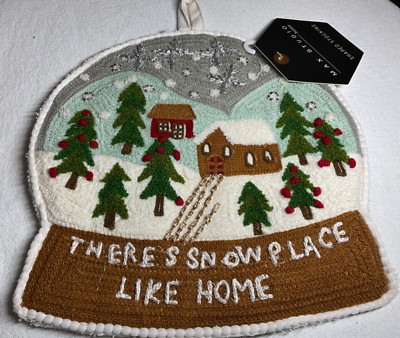 MAX STUDIO HOME Shaped Christmas Stocking SNOW GLOBE (1)GRAY BLUE 100% COTTON-image