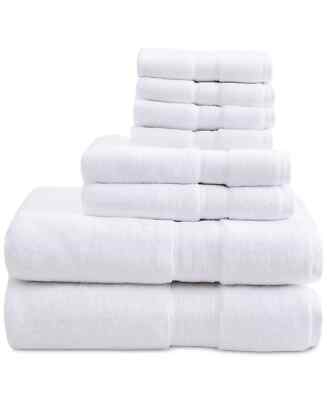 MADISON PARK SIGNATURE Solid 800GSM Cotton 8-Pc. Bath Towel Set, White, NWT-image