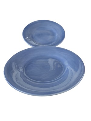 Set Of 2 Pottery Barn Sausalito Round Dinner Plate Sky Blue 12⅜” Diameter. -image