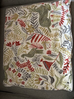 Pottery Barn  Pillow Cover Llew Deer, Bird & Plaid Quilted Reversible-image