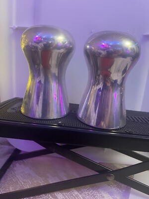 Nambe Studio Rare Mushroom Shaped Salt & Pepper Shakers-image