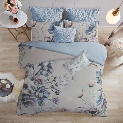 Madison Park Cassandra Cotton Blend Comforter Set - Feminine Design Colorful Flo-image