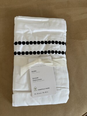 Single Pottery Barn Pearl Organic Percale EURO Sham BLACK Color NWT-image