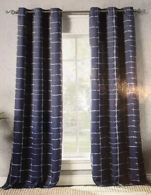 Sun Zero Saki Shibori Blackout Grommet Curtain 1 Panel 40in W 95in L Blue & Gray-image