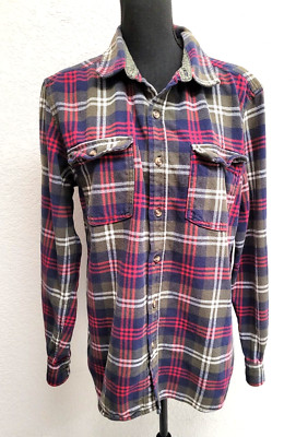 dip Heavy Thermal Top (L) Multicolor Plaid Long Sleeve Button Up Pocket Cotton-image