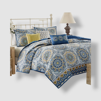 Madison Park, Blue Tangiers 6-Pc. Quilt Set, Full/Queen Size-image