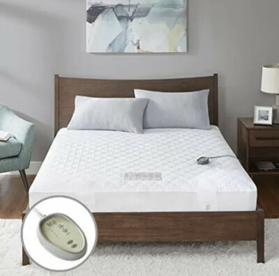 MP2 Madison Park Heated Mattress Pad Full Size, Quilted Electric -New, Open Box-image