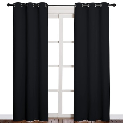 Halloween Thermal Insulated Black Blackout Curtains/Drapes 84 inches Length 2...-image