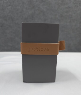 Santa Barbara Design Studio Cement Vase Square Small Gray Leather Just Love Band-image