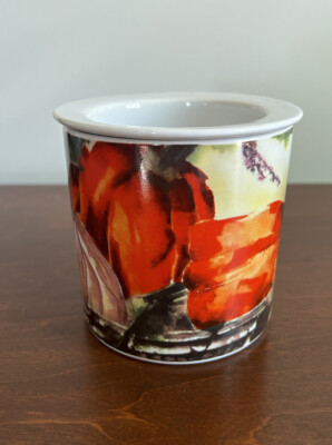 Gourmet Village Ceramic Dip Chiller With Large Bold Color Flowers-image