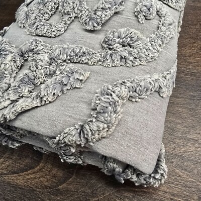 POTTERY BARN RENEE CANDLEWICK COTTON SATEEN SHAM ~ STANDARD ~ GRAY-image