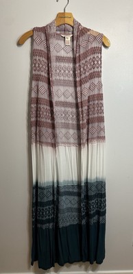 Sundance Crochet Dip Dyed Boho Open Front Cardigan Duster Large 8/10 Great Cond.-image