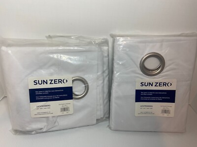 Sun Zero Grommet Top Lichtenberg White Curtains 40 in wide x 84 in long 2 Pairs-image