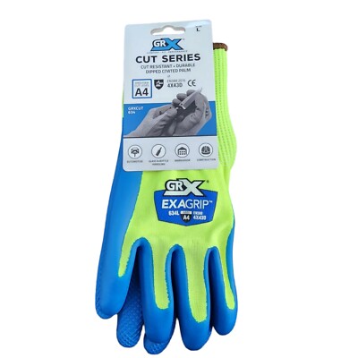 Mens GRX Cut Series Cut Resistant Work Gloves Durable Dipped Coated Palm Blue L-image