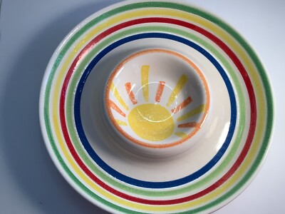 Mexican Fiesta Chips & Dip Serving Dish/Rainbow StripesBright Colorful/Sunshine-image
