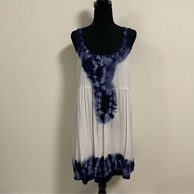 Roxy Double Dip Blue and Ivory Tie-Dye Dress Size XL-image