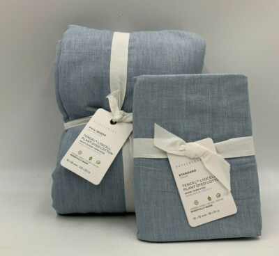 Pottery Barn Ultra Soft Tencel Lyocell Duvet Queen 1 Sham Waterfall Blue #8581B-image