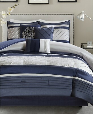 Madison Park Blaire 7-Pc. Faux-Silk Queen Comforter Set Bedding 1012-image