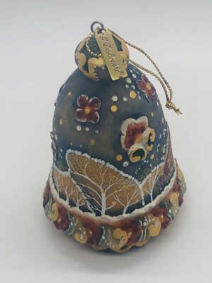 G. DeBrekht Hand Crafted Bell Shaped Ornament Winter Scene Metal Charm-image