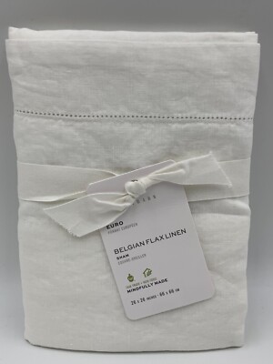 Pottery Barn Belgian Flax Linen Sham Euro White #H204-image