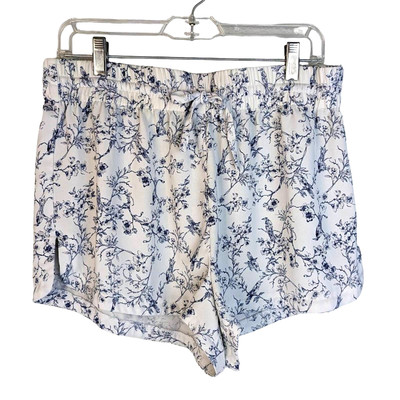 Floral Lightweight Blue & White Shorts Size Large-image