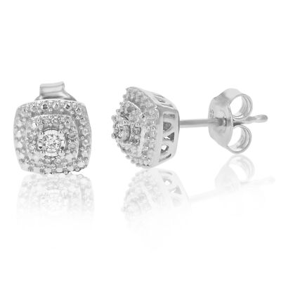 1/10 cttw Lab Created Diamond Stud Earrings in .925 Sterling Silver Prong Set-image